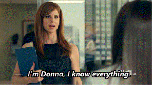 Donna Paulsen from Suits talking to a fellow character in the TV show.