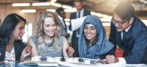 Group of recruitment co-workers in Dubai office