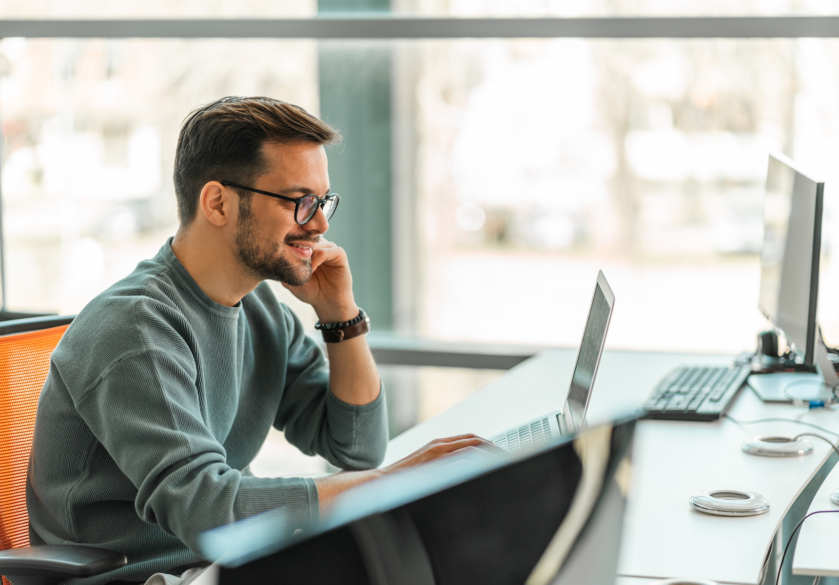Man working at desk in office