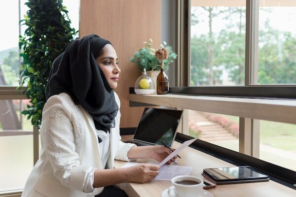 Female worker at desk